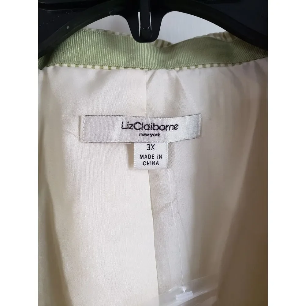 NWOT‎ LizClaiborne women 2pcs park green stripe jacket 3X w/Capris   28W